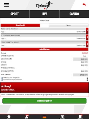 wettschein von tipbet mobile foto