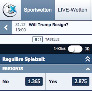 Trump Rücktritt Wetten Trump Rücktritt Wetten