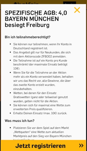 Betfair Aktion AGB