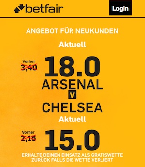 Arsenal vs Chelsea Quoten