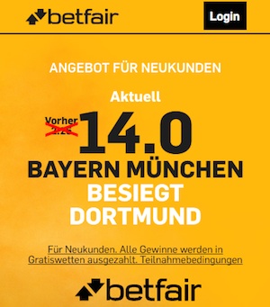14,0 Siegquote Bayern vs BVB