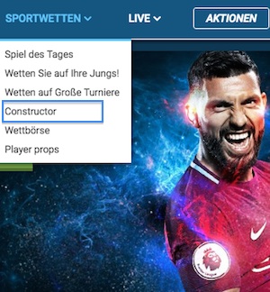 Der 1xBet Constructor im Desktop Hauptmenü