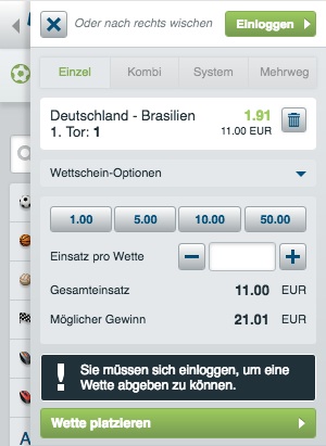 Bet at home Trustbet Deutschland vs Brasilien Wettschein App