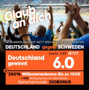 888sport Quotenboost Deutschland Schweden WM 2018