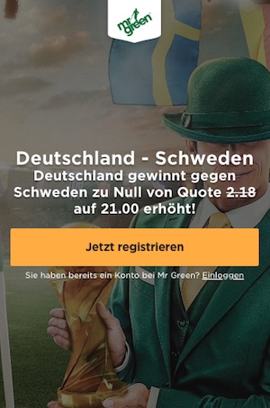Mr. Green Bonus zu Deutschland gegen Schweden
