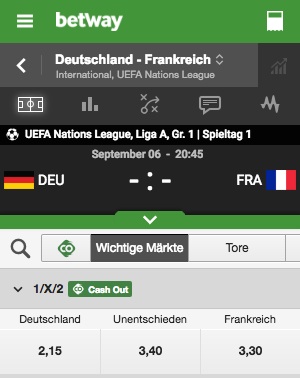 Betway Quoten GER FRA Nations League