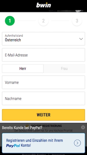 Bwin registrieren mit Paypal