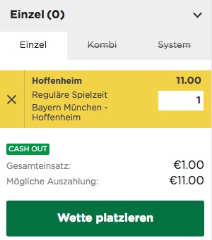 Mr Green TSG Bayern Bet Slip