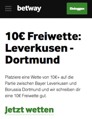 Betway Freebet Leverkusen - Dortmund