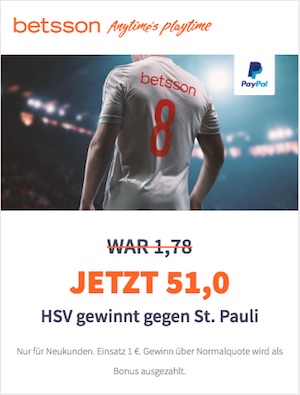 Betsson Quotenboost zu HSV gegen St. Pauli