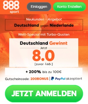 888sport verbesserte Quote Deutschland - Niederlande Nations League