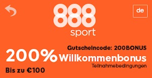 888sport Neukundenbonus 200% bis zu 100 Euro