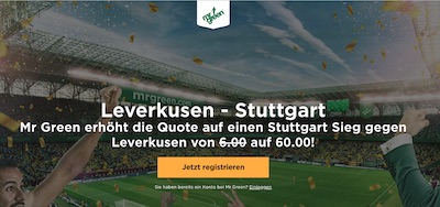 Bayer Leverkusen gegen VfB Stuttgart Quotenboost bei Mr. Green