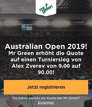 Mr. Green Boost Australien Open 2019 Alexander Zverev