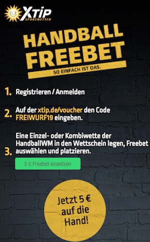 Xtip 5 Euro Handball WM Freebet
