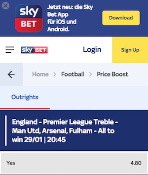 Skybet Boost Arsenal & Fulham & ManU, 29.01.19
