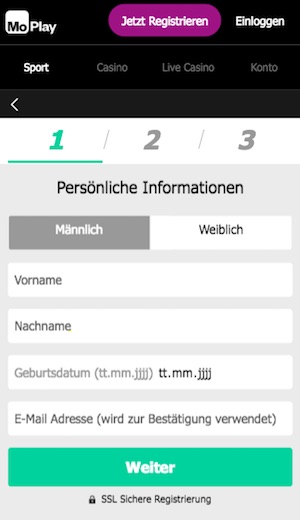 MoPlay Registrierung