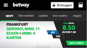 Eintracht Frankfurt vs. Inter Mailand Quotenboost bei Betway