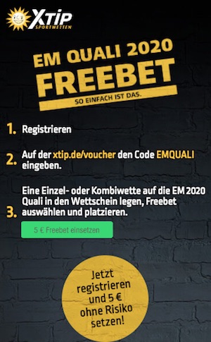 xtip freebet 5 euro em-quali 2020