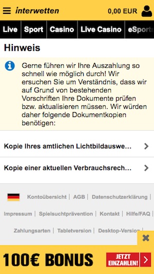 Interwetten Verifikation