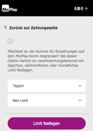 MoPlay Einzahlungslimit