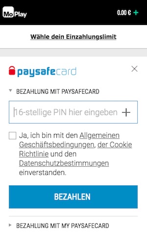 MoPlay Paysafecard