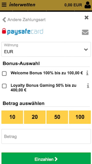 Interwetten Paysafecard