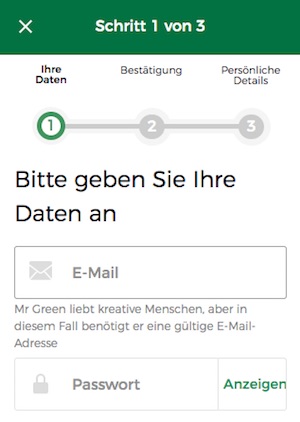 mr. green registrierung