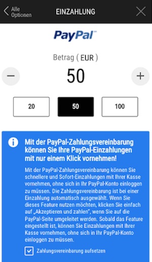 PayPal Einzahlung