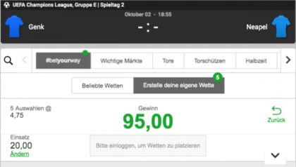 Betway champions league eigene Wette