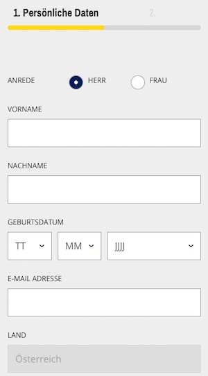 Admiral Registrierung App