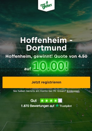 Mr. Green Hoffenheim Dortmund Quotenboost