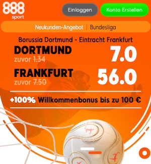 888sport Dortmund vs. Frankfurt Quotenboost
