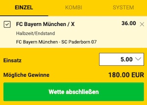 Bwin Bayern vs. Paderborn Sensationswette
