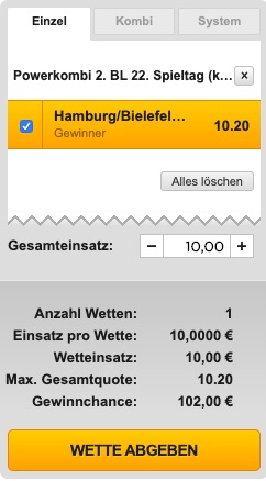 Bet3000 2. Bundesliga Kombiwette