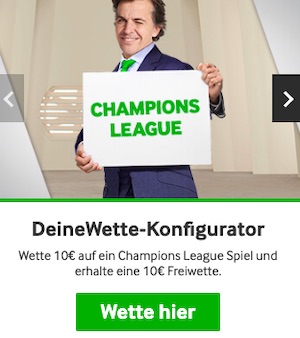 Betway Champions League 10€ Freiwette