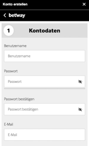 Betway Konto erstellen
