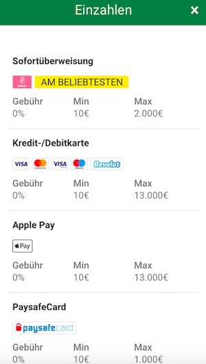 Unibet Einzahlung