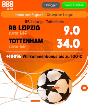 888sport RB Leipzig vs. Tottenham Quotenboost