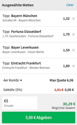 Tipico DFB Pokal Viertelfinale Kombiwette