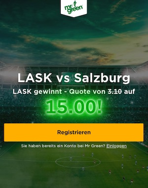 Mr. Green Salzburg vs. LASK Quotenboost