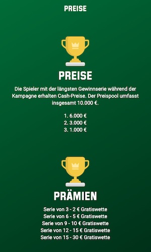 Unibet Streakr Preise