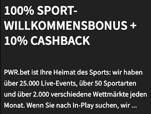 PWR.Bet Sport Willkommensbonus + Cashback