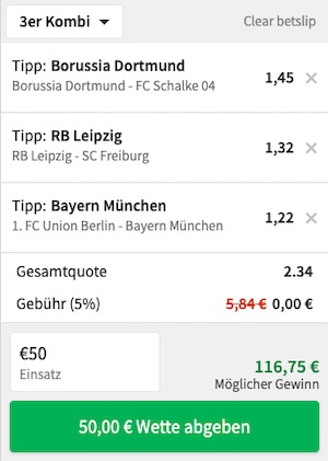 Tipico Buli Wettschein 26. Spieltag