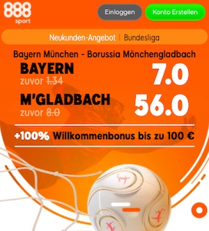 888sport Bayern vs. M´Gladbach Quoten