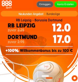 888sport Leipzig vs Dortmund Quoten Boost
