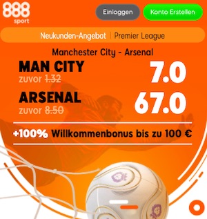 888sport Man City gegen Arsenal Boost