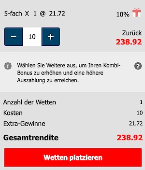 Eaglebet Kombiwette Wettschein