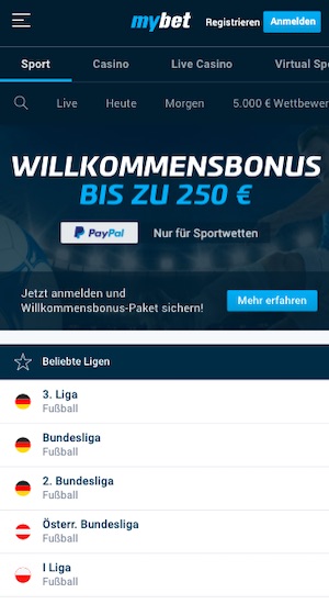 MyBet Wettangebot und Bonus