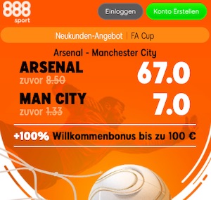 888sport Arsenal Man City Quoten